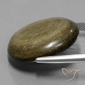 32.24캐럿 천연 골드 광택이 있는 블랙 흑요석, 라운드 컷, 불투명체