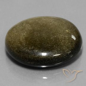 26.81캐럿 천연 브라운 블랙 옵시디언, 라운드 컷, 23.86 mm, 불투명체