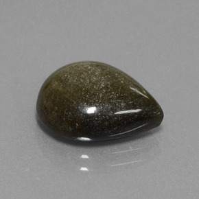 4.64캐럿 천연 골드 광택 옵시디언, 배 모양, 14×11.7 mm, 불투명체