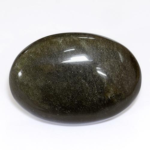 26.80캐럿 천연 골드 광택이 있는 블랙 옵시디언, 타원형 컷, 28.7×20.2 mm, 불투명체
