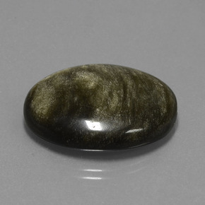 28.84캐럿 천연 라이트 블랙 브라운 옵시디언, 타원형 컷, 27.4×22 mm, 불투명체