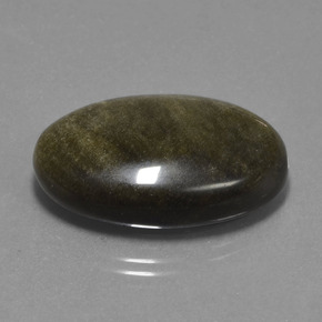 27.82캐럿 천연 골드 광택이 있는 블랙 옵시디언, 타원형 컷, 27.6×19.1 mm, 불투명체