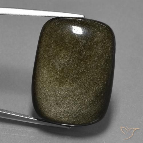 28.60ct 자연스러운 브론즈 블랙 흑요석, 방석, 불투명체