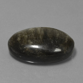 26.10캐럿 천연 블랙 골드 광택 옵시디언, 타원형 컷, 25.6×17.5 mm, 불투명체