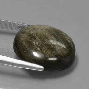 20.62캐럿 천연 블랙 골드 광택 흑요석, 라운드 컷, 불투명체