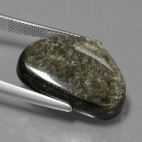 19.03캐럿 천연 블랙 골드 광택 옵시디언, 멋진 모양, 23×18.6 mm, 불투명체