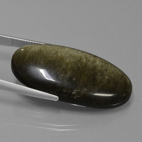 39.81캐럿 천연 블랙 브라운 흑요석, 타원형 컷, 불투명체