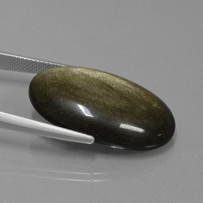20.82캐럿 천연 골드 광택 옵시디언, 타원형 컷, 28.3×17.3 mm, 불투명체