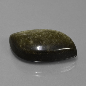 25.29캐럿 천연 블랙 골드 광택 옵시디언, 멋진 모양, 28.8×15.5 mm, 불투명체