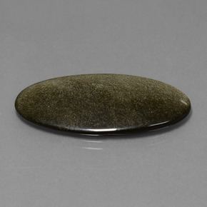 15.09캐럿 천연 블랙 골드 광택 옵시디언, 타원형 컷, 36×17.2 mm, 불투명체