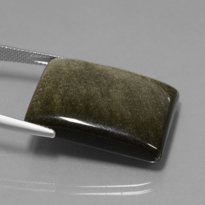 39.20캐럿 천연 블랙 골드 광택 흑요석, 바게트, 불투명체