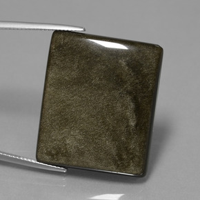 38.59캐럿 천연 블랙 골드 광택 옵시디언, 바게트, 28.3×23.9 mm, 불투명체