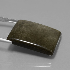 38.59캐럿 천연 블랙 골드 광택 옵시디언, 바게트, 28.3×23.9 mm, 불투명체