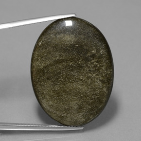 28.74캐럿 천연 브론즈 블랙 옵시디언, 타원형 컷, 32.9×25 mm, 불투명체