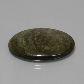 28.74캐럿 천연 브론즈 블랙 옵시디언, 타원형 컷, 32.9×25 mm, 불투명체
