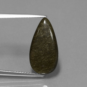 3.75캐럿 천연 골드 광택 흑요석, 배 모양, 불투명체