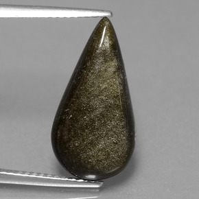 5.09캐럿 천연 골드 광택 흑요석, 배 모양, 불투명체