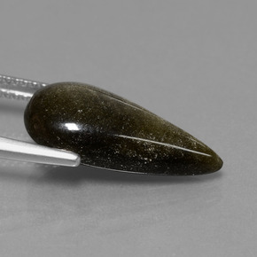 5.09캐럿 천연 골드 광택 흑요석, 배 모양, 불투명체