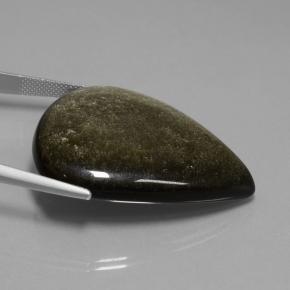 56.86캐럿 천연 골드쉰블랙 흑요석, 배 모양, 불투명체