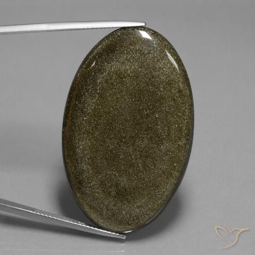 44.42ct 자연스러운 브라운 블랙 흑요석, 타원형, 불투명체