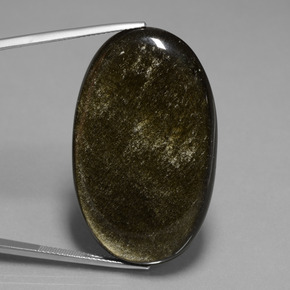49.66캐럿 천연 골드 광택 흑요석, 타원형 컷, 불투명체
