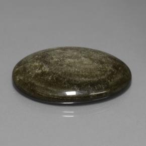 57.33캐럿 천연 골드 광택이 있는 블랙 옵시디언, 타원형 컷, 40.9×29.8 mm, 불투명체