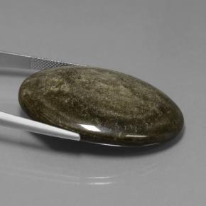 57.33캐럿 천연 골드 광택이 있는 블랙 옵시디언, 타원형 컷, 40.9×29.8 mm, 불투명체