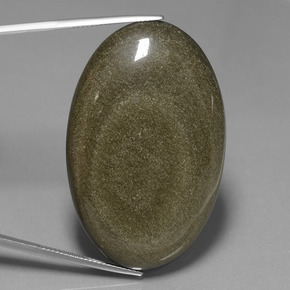 71.91캐럿 천연 블랙 골드 광택 흑요석, 타원형 컷, 불투명체