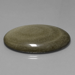 71.91캐럿 천연 블랙 골드 광택 흑요석, 타원형 컷, 불투명체