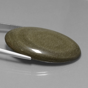 71.91캐럿 천연 블랙 골드 광택 흑요석, 타원형 컷, 불투명체