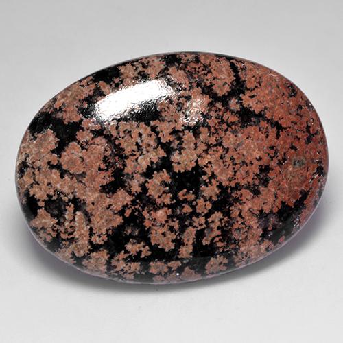 44.88캐럿 천연 멀티컬러 옵시디언, 타원형 컷, 37.7×27.7 mm, 불투명체