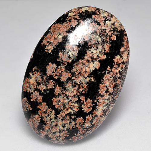 31.25캐럿 천연 멀티컬러 옵시디언, 타원형 컷, 34×23.1 mm, 불투명체