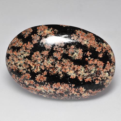 31.25캐럿 천연 멀티컬러 옵시디언, 타원형 컷, 34×23.1 mm, 불투명체
