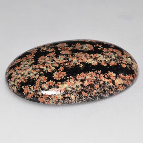31.25캐럿 천연 멀티컬러 옵시디언, 타원형 컷, 34×23.1 mm, 불투명체