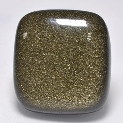 22.65캐럿 천연 골드 광택이 있는 블랙 흑요석, 쿠션 컷, 불투명체