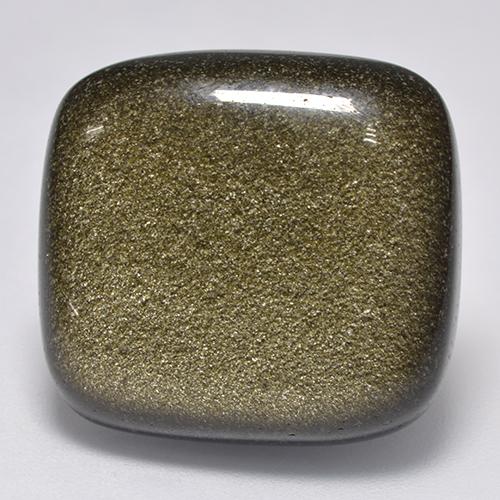 22.65캐럿 천연 골드 광택이 있는 블랙 흑요석, 쿠션 컷, 불투명체