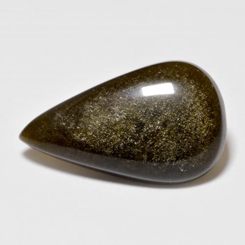 9.27캐럿 천연 라이트 블랙 브라운 옵시디언, 배 모양, 22.5×13.3 mm, 불투명체