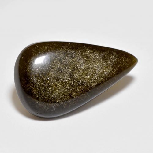 9.27캐럿 천연 라이트 블랙 브라운 옵시디언, 배 모양, 22.5×13.3 mm, 불투명체