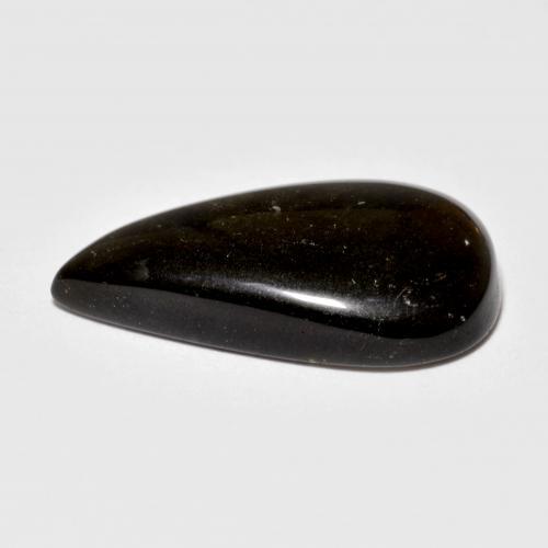 9.27캐럿 천연 라이트 블랙 브라운 옵시디언, 배 모양, 22.5×13.3 mm, 불투명체