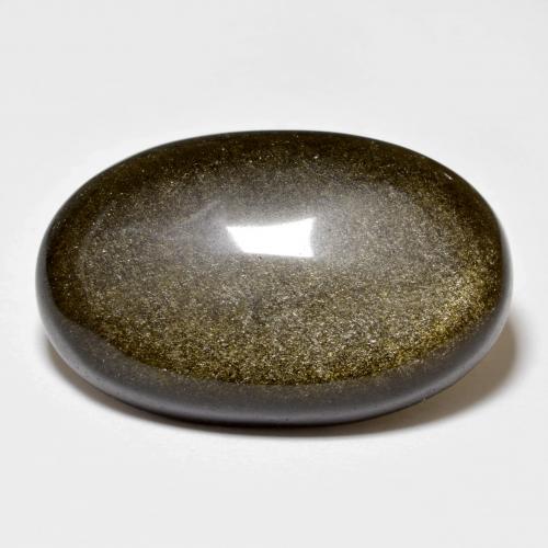 15.53캐럿 천연 골드 광택이 있는 블랙 옵시디언, 타원형 컷, 23.7×15 mm, 불투명체