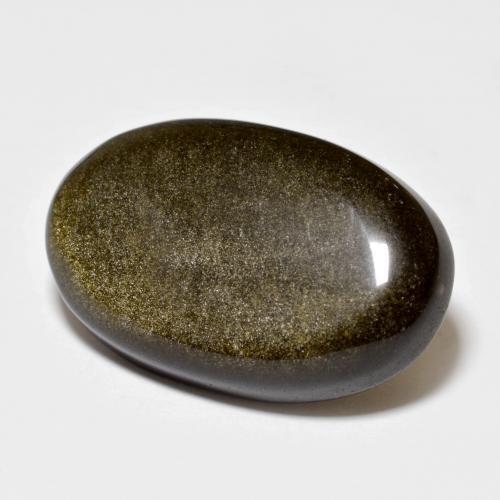 15.53캐럿 천연 골드 광택이 있는 블랙 옵시디언, 타원형 컷, 23.7×15 mm, 불투명체