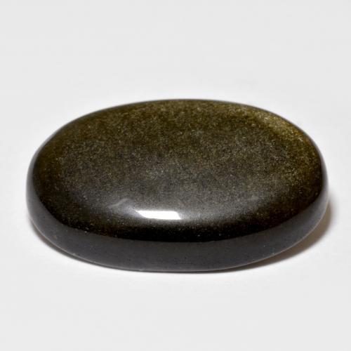 15.53캐럿 천연 골드 광택이 있는 블랙 옵시디언, 타원형 컷, 23.7×15 mm, 불투명체