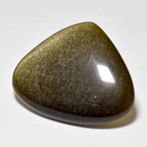 11.78캐럿 천연 골드 광택이 있는 블랙 옵시디언, 트릴리언, 24.1×19.3 mm, 불투명체