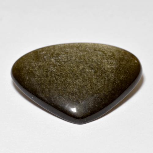 11.78캐럿 천연 골드 광택이 있는 블랙 옵시디언, 트릴리언, 24.1×19.3 mm, 불투명체
