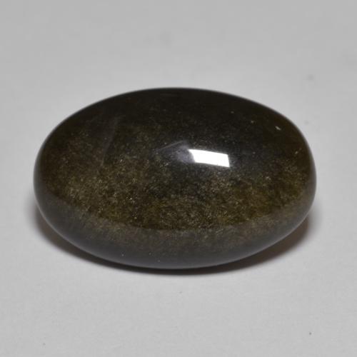 8.61캐럿 천연 골드 광택이 있는 블랙 옵시디언, 타원형 컷, 18.8×12.2 mm, 불투명체