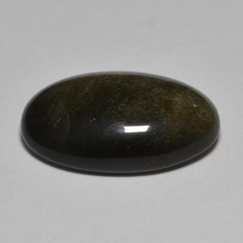 8.61캐럿 천연 골드 광택이 있는 블랙 옵시디언, 타원형 컷, 18.8×12.2 mm, 불투명체