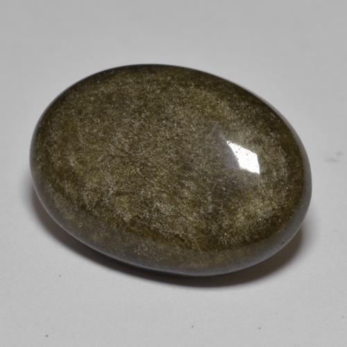 12.75캐럿 천연 흑갈색 옵시디언, 타원형 컷, 21.5×25.2 mm, 불투명체