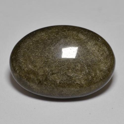 12.75캐럿 천연 흑갈색 옵시디언, 타원형 컷, 21.5×25.2 mm, 불투명체