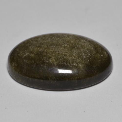 12.75캐럿 천연 흑갈색 옵시디언, 타원형 컷, 21.5×25.2 mm, 불투명체