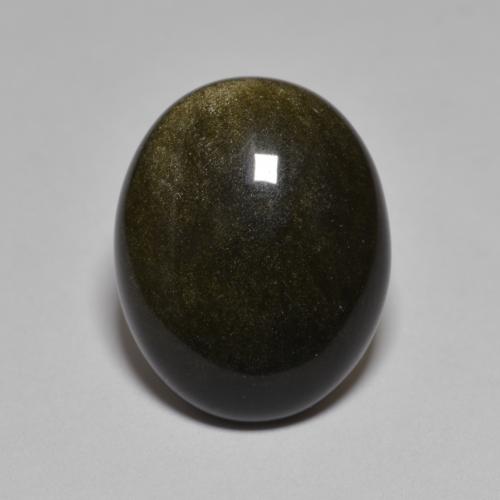 10.15캐럿 천연 검정색 옵시디언, 타원형 컷, 17.2×13.9 mm, 불투명체